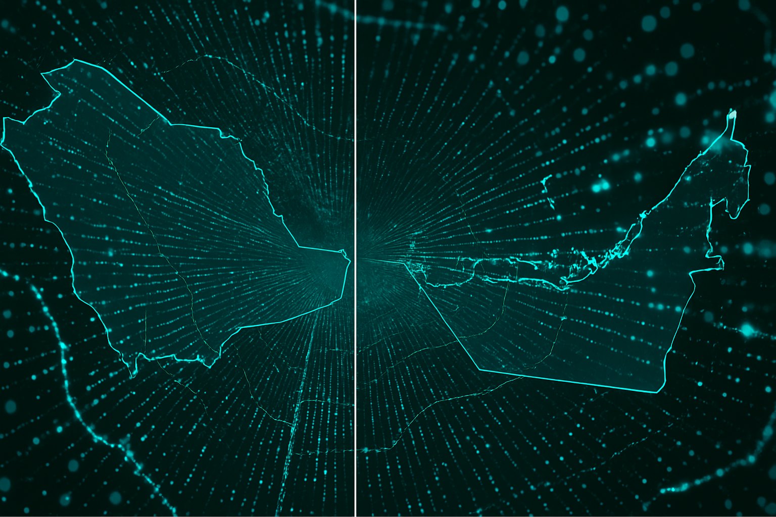 Illuminated network maps of Saudi Arabia and the United Arab Emirates