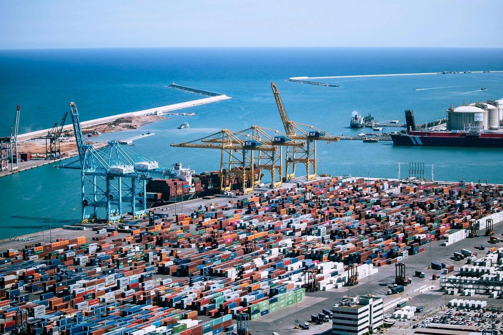 A container port handling international trade